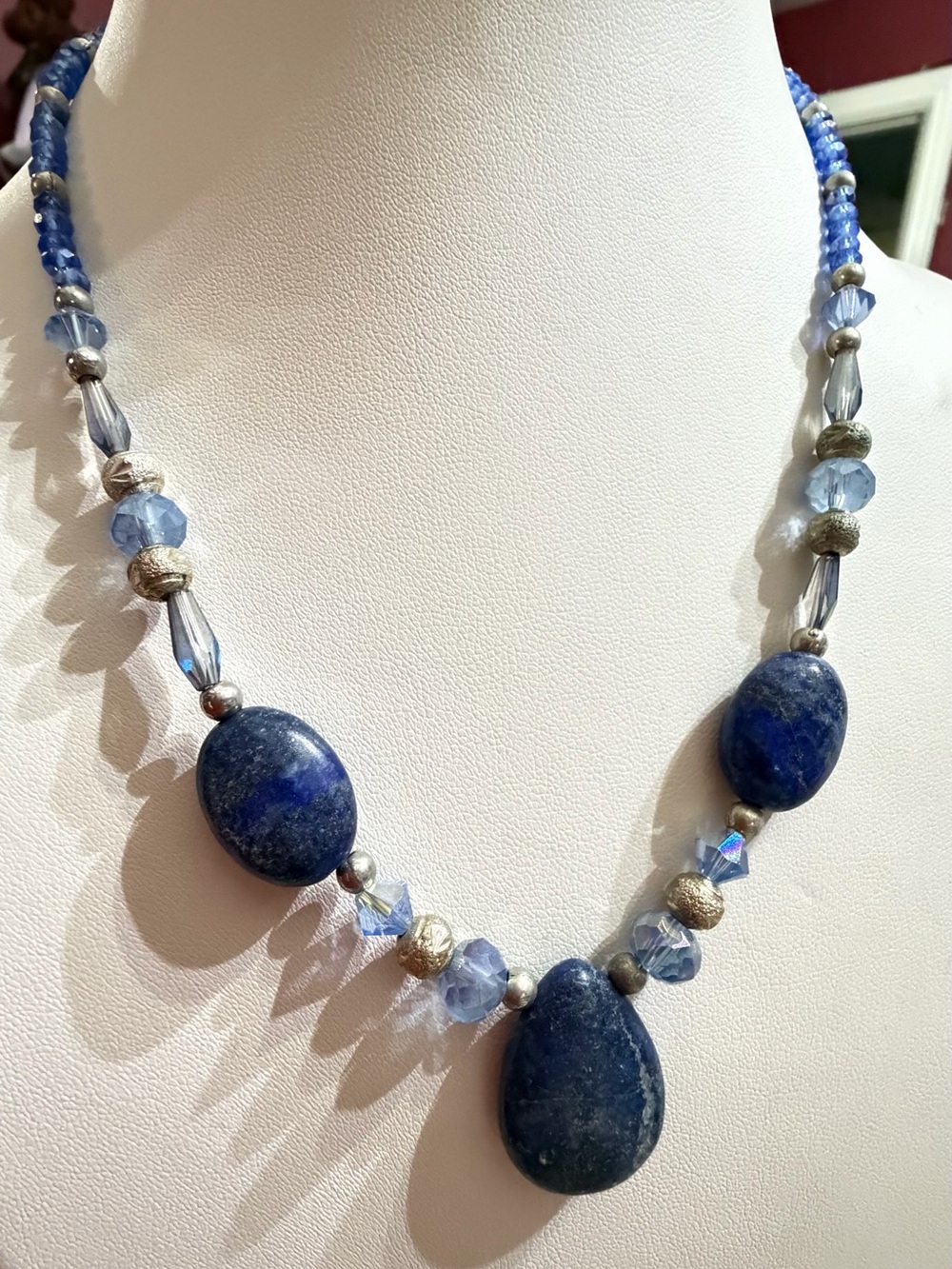 Artisan Lapis Lazuli & Blue Crystal Necklace (6)